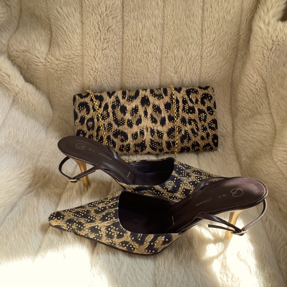 Leopard Sling Back Pumps and Purse